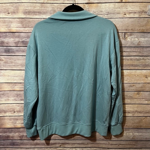 THREE DOTS Ocean Blue 1/4 Zip Pullover Sweatshirt Size Medium B3 - Picture 4 of 5